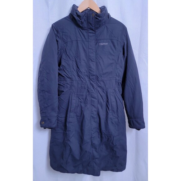 Marmot 650 Fill Goose Down Navy Coat Parka Women's MEDIUM - Picture 2 of 9